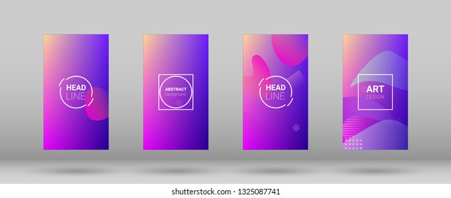 Fluid Shapes. Banner Design Composition. Horizontal Orientation. Modern Geometric Pattern. Set of Colorfull Background.