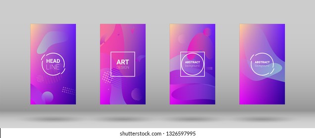 Fluid Shapes. Banner Design Composition. Modern Geometric Pattern. Horizontal Orientation. Set of Gradient Background.