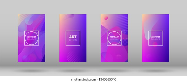 Fluid Shapes. Banner Design Composition. Horizontal Orientation. Modern Geometric Pattern. Set of Gradient Background.