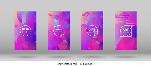 Fluid Shapes. Banner Design Composition. Modern Geometric Pattern. Horizontal Orientation. Set of Colorfull Background.