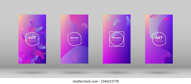 Fluid Shapes. Banner Design Composition. Horizontal Orientation. Modern Geometric Pattern. Set of Gradient Background.