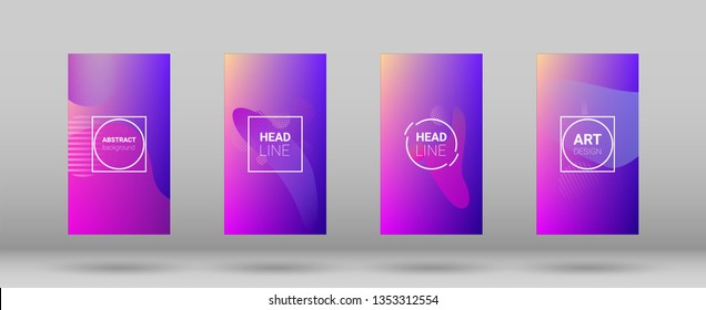 Fluid Shapes. Banner Design Composition. Modern Geometric Pattern. Horizontal Orientation. Set of Gradient Background.