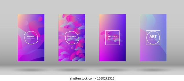 Fluid Shapes. Banner Design Composition. Modern Geometric Pattern. Horizontal Orientation. Set of Colorfull Background.