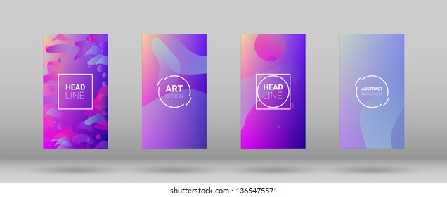 Fluid Shapes. Banner Design Composition. Horizontal Orientation. Modern Geometric Pattern. Set of Colorfull Background.