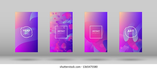 Fluid Shapes. Banner Design Composition. Modern Geometric Pattern. Horizontal Orientation. Set of Colorfull Background.