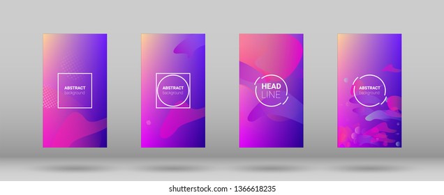 Fluid Shapes. Banner Design Composition. Horizontal Orientation. Modern Geometric Pattern. Set of Gradient Background.