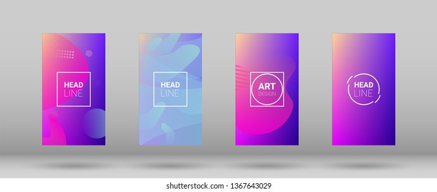 Fluid Shapes. Banner Design Composition. Horizontal Orientation. Modern Geometric Pattern. Set of Gradient Background.