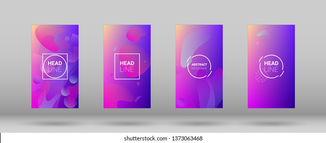 Fluid Shapes. Banner Design Composition. Modern Geometric Pattern. Horizontal Orientation. Set of Colorfull Background.