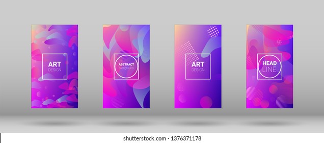 Fluid Shapes. Banner Design Composition. Modern Geometric Pattern. Horizontal Orientation. Set of Colorfull Background.