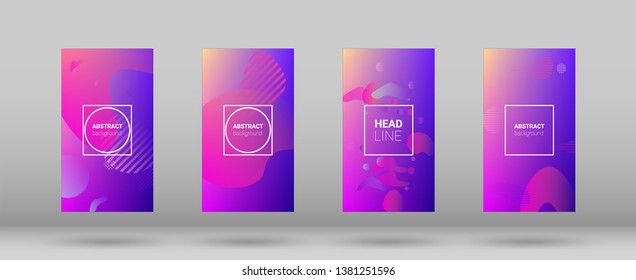 Fluid Shapes. Banner Design Composition. Horizontal Orientation. Modern Geometric Pattern. Set of Colorfull Background.