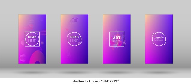 Fluid Shapes. Banner Design Composition. Horizontal Orientation. Modern Geometric Pattern. Set of Gradient Background.