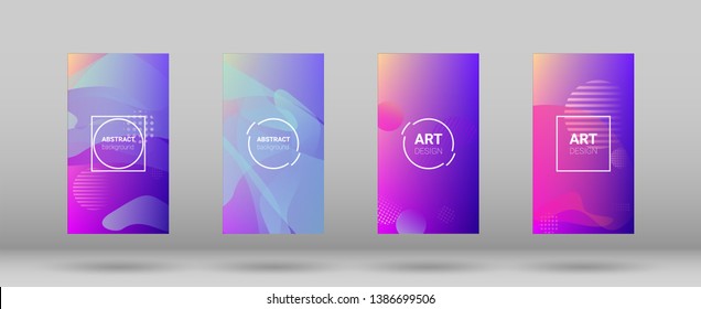 Fluid Shapes. Banner Design Composition. Modern Geometric Pattern. Horizontal Orientation. Set of Colorfull Background.