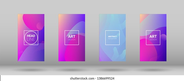 Fluid Shapes. Banner Design Composition. Modern Geometric Pattern. Horizontal Orientation. Set of Gradient Background.