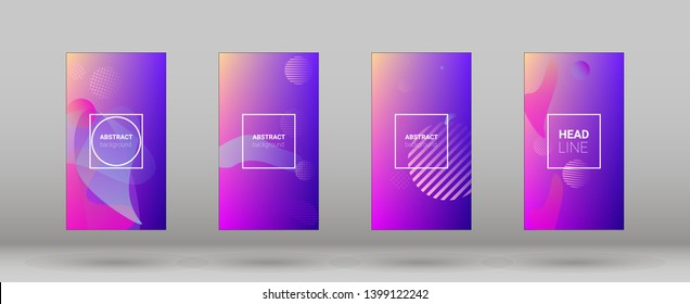 Fluid Shapes. Banner Design Composition. Modern Geometric Pattern. Horizontal Orientation. Set of Gradient Background.