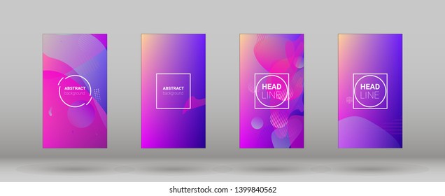 Fluid Shapes. Banner Design Composition. Modern Geometric Pattern. Horizontal Orientation. Set of Gradient Background.