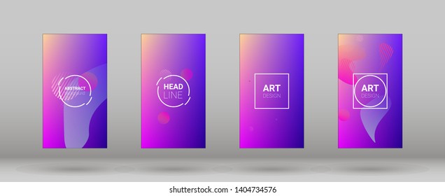 Fluid Shapes. Banner Design Composition. Horizontal Orientation. Modern Geometric Pattern. Set of Gradient Background.