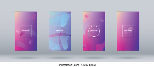 Fluid Shapes. Banner Design Composition. Modern Geometric Pattern. Horizontal Orientation. Set of Gradient Background.