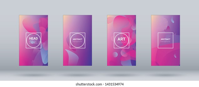 Fluid Shapes. Banner Design Composition. Horizontal Orientation. Modern Geometric Pattern. Set of Gradient Background.