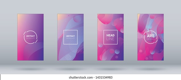 Fluid Shapes. Banner Design Composition. Horizontal Orientation. Modern Geometric Pattern. Set of Gradient Background.