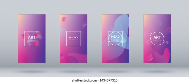 Fluid Shapes. Banner Design Composition. Horizontal Orientation. Modern Geometric Pattern. Set of Colorfull Background.