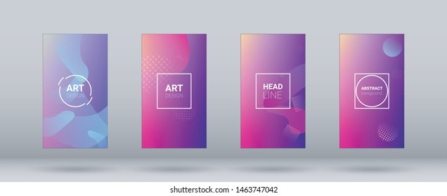 Fluid Shapes. Banner Design Composition. Horizontal Orientation. Modern Geometric Pattern. Set of Gradient Background.