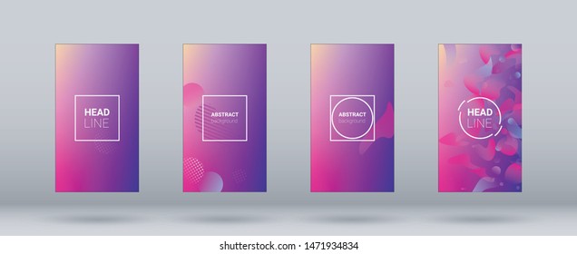 Fluid Shapes. Banner Design Composition. Horizontal Orientation. Modern Geometric Pattern. Set of Gradient Background.