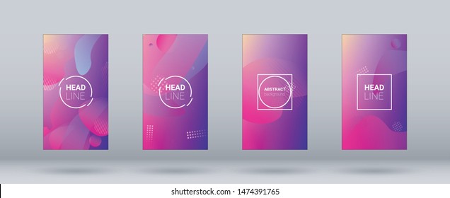 Fluid Shapes. Banner Design Composition. Modern Geometric Pattern. Horizontal Orientation. Set of Colorfull Background.