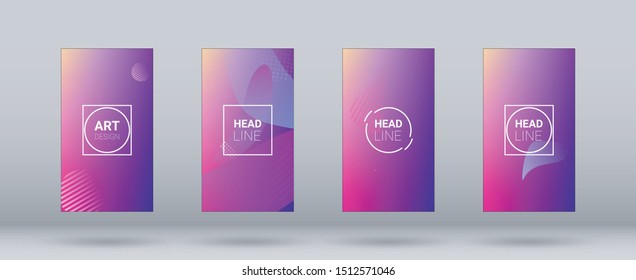 Fluid Shapes. Banner Design Composition. Modern Geometric Pattern. Horizontal Orientation. Set of Gradient Background.