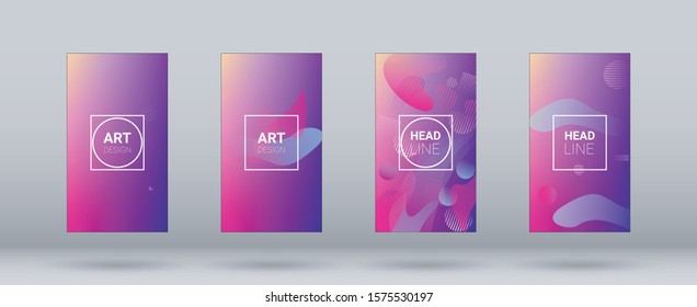 Fluid Shapes. Banner Design Composition. Horizontal Orientation. Modern Geometric Pattern. Set of Colorfull Background.