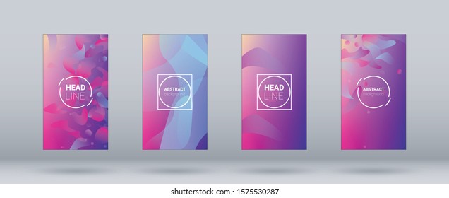 Fluid Shapes. Banner Design Composition. Horizontal Orientation. Modern Geometric Pattern. Set of Colorfull Background.