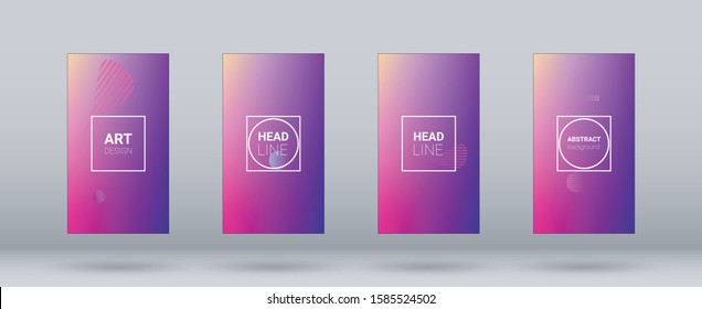 Fluid Shapes. Banner Design Composition. Horizontal Orientation. Modern Geometric Pattern. Set of Gradient Background.