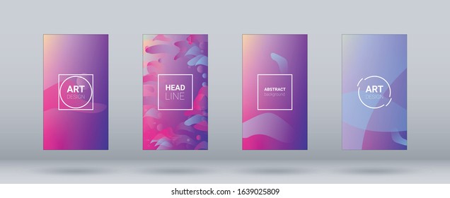 Fluid Shapes. Banner Design Composition. Horizontal Orientation. Modern Geometric Pattern. Set of Gradient Background.