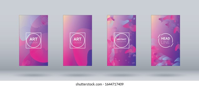 Fluid Shapes. Banner Design Composition. Horizontal Orientation. Modern Geometric Pattern. Set of Colorfull Background.