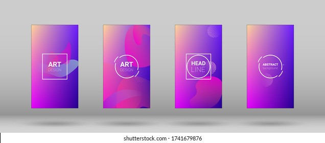 Fluid Shapes. Banner Design Composition. Modern Geometric Pattern. Horizontal Orientation. Set of Colorfull Background.