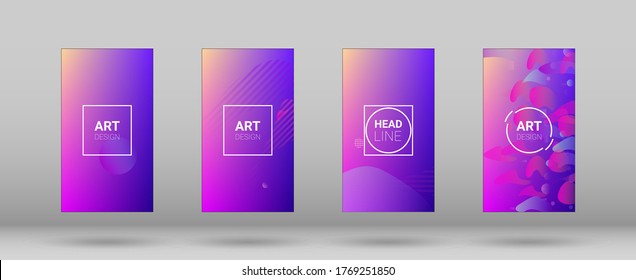 Fluid Shapes. Banner Design Composition. Horizontal Orientation. Modern Geometric Pattern. Set of Colorfull Background.