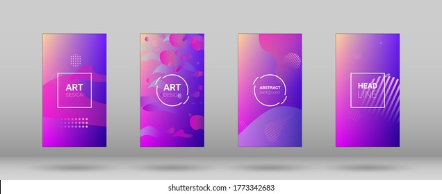 Fluid Shapes. Banner Design Composition. Modern Geometric Pattern. Horizontal Orientation. Set of Gradient Background.
