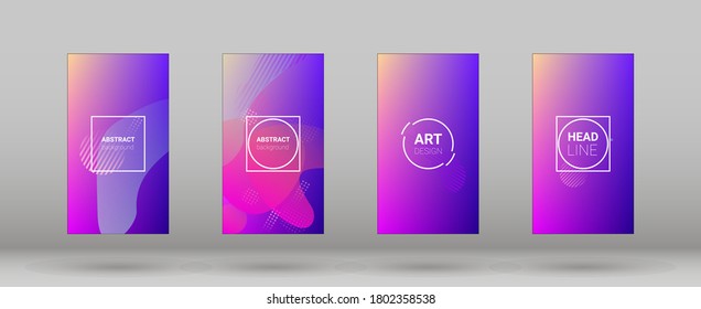 Fluid Shapes. Banner Design Composition. Horizontal Orientation. Modern Geometric Pattern. Set of Colorfull Background.