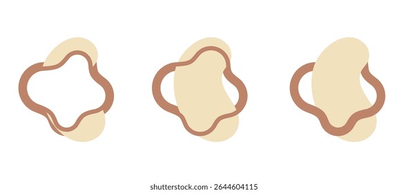 Fluid Shapes. Blot Element: Set of isolated bubbles with dynamic, flowing organic forms in pastel colors