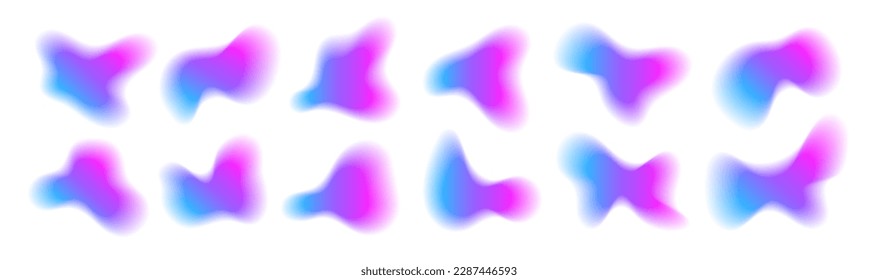 Fluid shapes, blurry liquid forms, abstract wavy design elements, dynamic watercolor blob effect. Vector illustration.