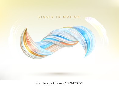 Fluid shapes composition, 3D abstract paint brush stroke. Color spiral wave. Eps10 vector.