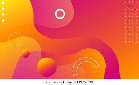 Fluid shapes composition with orange color. Trendy gradient shapes composition. Colorful  abstract geometric background. Paper 