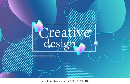 Fluid shapes composition. Wavy abstract cover design. Creative colorful wallpaper. Trendy gradient poster. Vector illustration.