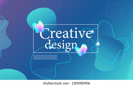 Fluid shapes composition. Wavy abstract cover design. Creative colorful wallpaper. Trendy gradient poster. Vector illustration.