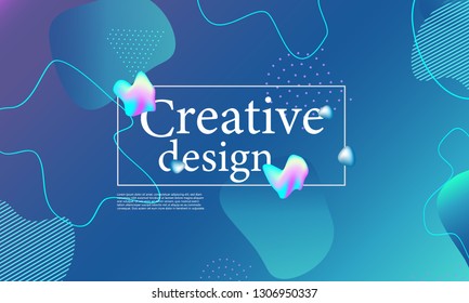 Fluid shapes composition. Wavy abstract cover design. Creative colorful wallpaper. Trendy gradient poster. Vector illustration.