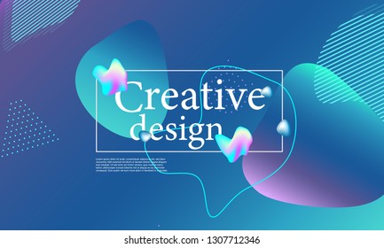 Fluid shapes composition. Wavy abstract cover design. Creative colorful wallpaper. Trendy gradient poster. Vector illustration.