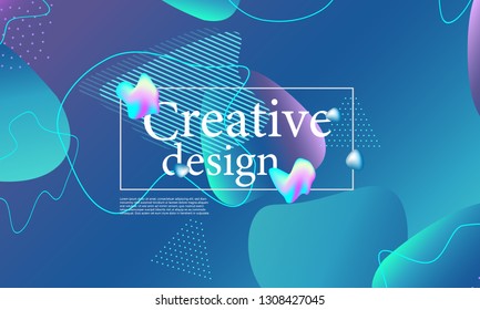 Fluid shapes composition. Wavy abstract cover design. Creative colorful wallpaper. Trendy gradient poster. Vector illustration.