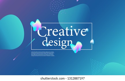 Fluid shapes composition. Wavy abstract cover design. Creative colorful wallpaper. Trendy gradient poster. Vector illustration.