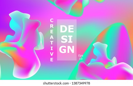 Fluid shapes composition. Wavy abstract cover design. Creative colorful wallpaper. Trendy gradient poster. Vector illustration.