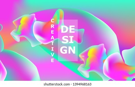 Fluid shapes composition. Wavy abstract cover design. Creative colorful wallpaper. Trendy gradient poster. Vector illustration.
