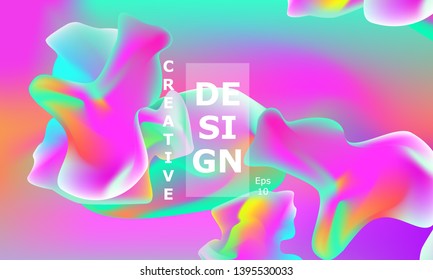 Fluid shapes composition. Wavy abstract cover design. Creative colorful wallpaper. Trendy gradient poster. Vector illustration.